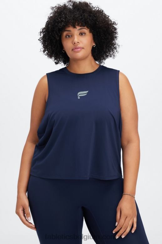 diep marineblauw/reflecterend logo vrouwen phoenix ademen spiertank Fabletics LH20J2265