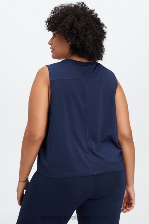 diep marineblauw/reflecterend logo vrouwen phoenix ademen spiertank Fabletics LH20J2265