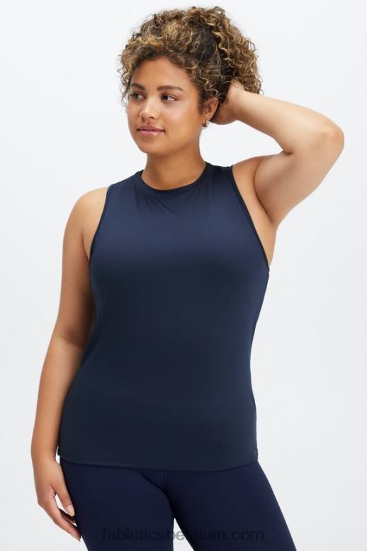 diepe marine vrouwen dry-flex tank met open achterkant Fabletics LH20J2123
