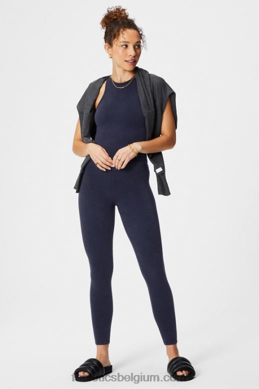 donker indigo vrouwen naadloze tanktop met hoge hals Fabletics LH20J2152