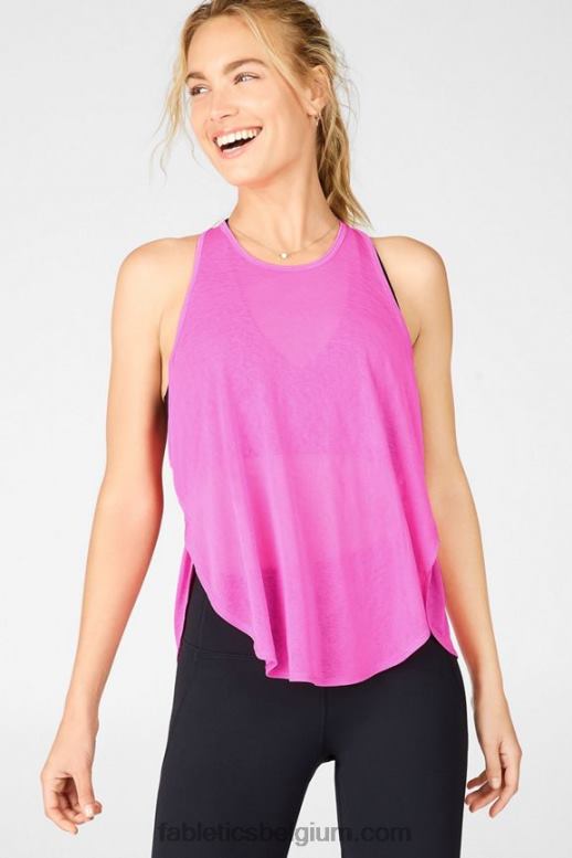 fluorescerend roze/zwart vrouwen Ryan ingebouwde bh-tank Fabletics LH20J2382