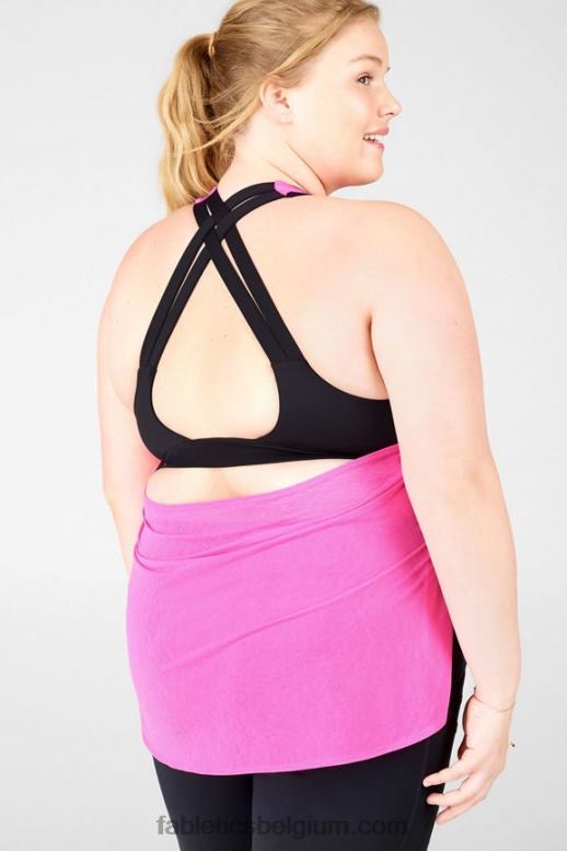 fluorescerend roze/zwart vrouwen Ryan ingebouwde bh-tank Fabletics LH20J2383