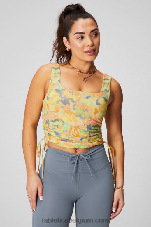 geschilderde goudsbloem vrouwen ingebouwde beha-tank met ruches Fabletics LH20J2148