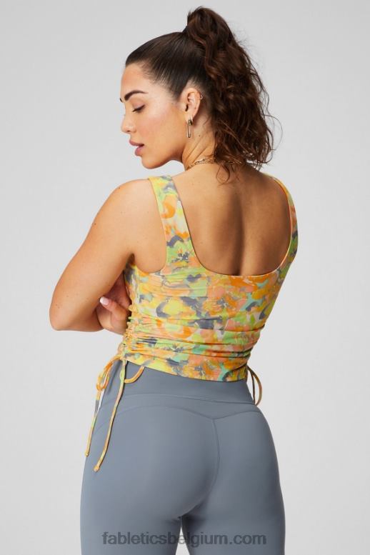 geschilderde goudsbloem vrouwen ingebouwde beha-tank met ruches Fabletics LH20J2148