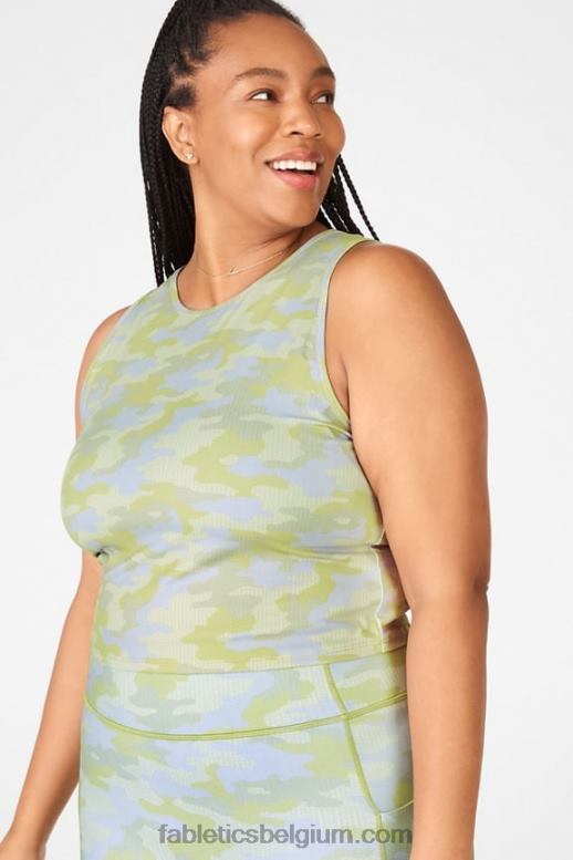 grijze pin dot camo vrouwen ressler gewas tank Fabletics LH20J2347