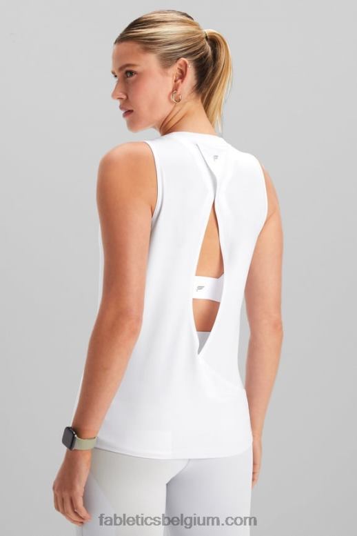 klassiek wit vrouwen dry-flex tank met open achterkant Fabletics LH20J2118