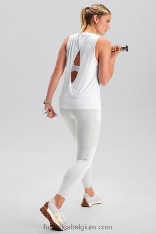 klassiek wit vrouwen dry-flex tank met open achterkant Fabletics LH20J2118