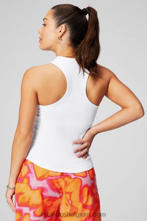 klassiek wit vrouwen tanktop met hoge hals Fabletics LH20J2141