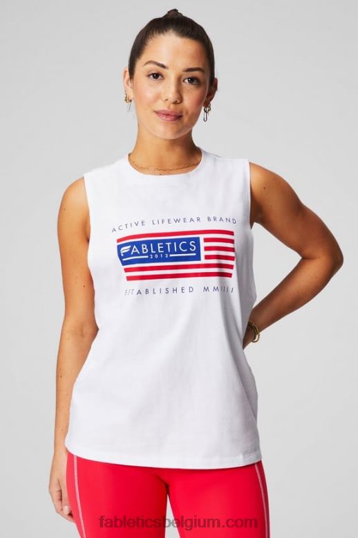 klassieke afbeelding wit/vlag vrouwen micha spier tank Fabletics LH20J2170