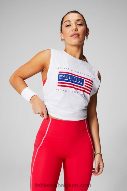 klassieke afbeelding wit/vlag vrouwen micha spier tank Fabletics LH20J2170