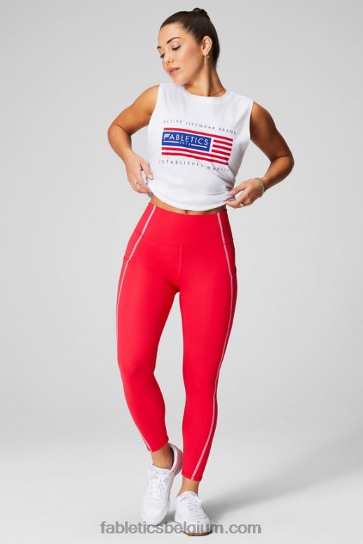 klassieke afbeelding wit/vlag vrouwen micha spier tank Fabletics LH20J2170