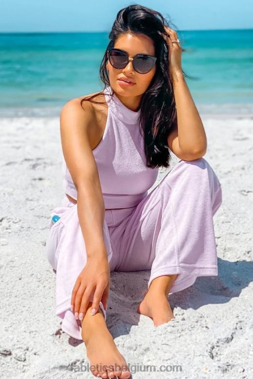 lavendel glans vrouwen badstof ingebouwde beha-tank Fabletics LH20J2280