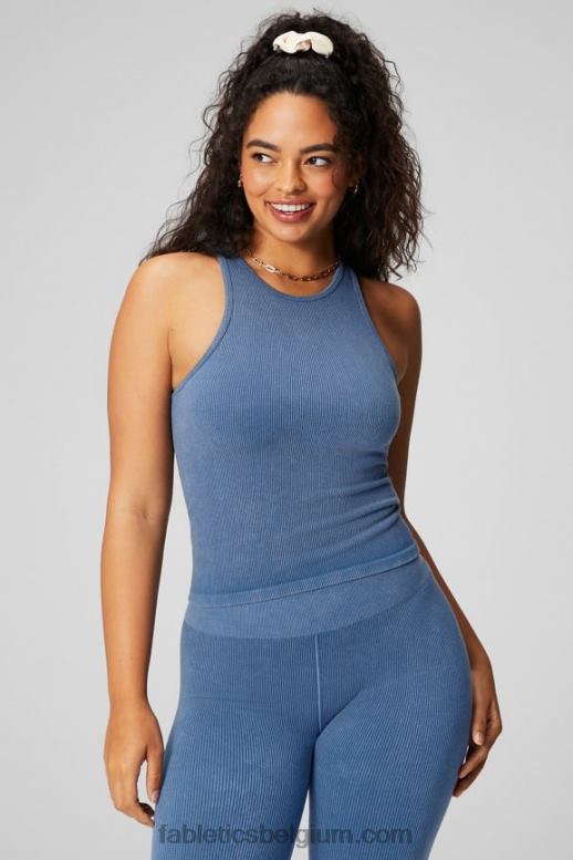 licht indigo vrouwen naadloze tanktop met hoge hals Fabletics LH20J2151