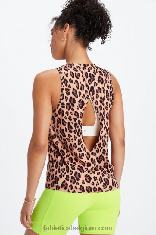 natuurlijk luipaard vrouwen dry-flex tank met open achterkant Fabletics LH20J2122