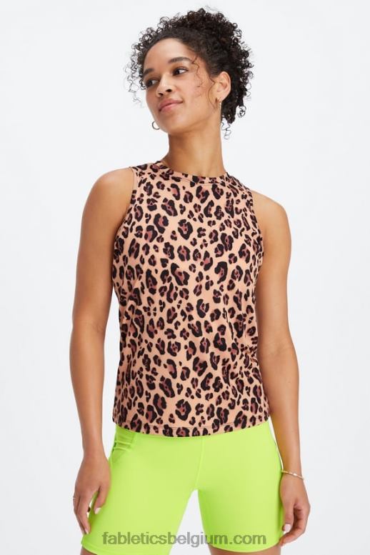 natuurlijk luipaard vrouwen dry-flex tank met open achterkant Fabletics LH20J2122