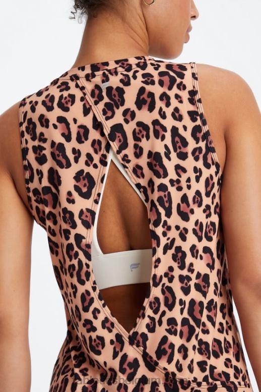natuurlijk luipaard vrouwen dry-flex tank met open achterkant Fabletics LH20J2122