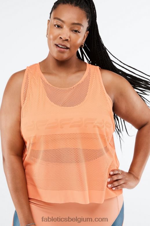 oranje uitbarsting vrouwen wilder sculpt gebreide tanktop Fabletics LH20J2335