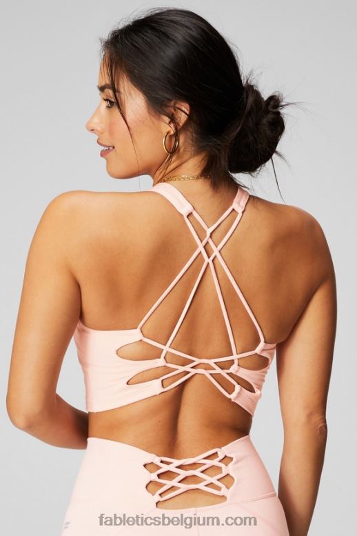roze botercreme vrouwen open rugtank met bandjes Fabletics LH20J2164