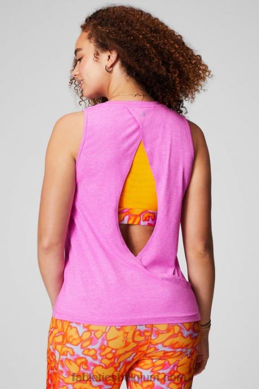 roze ontsnappingsheide vrouwen dry-flex tank met open achterkant Fabletics LH20J2116