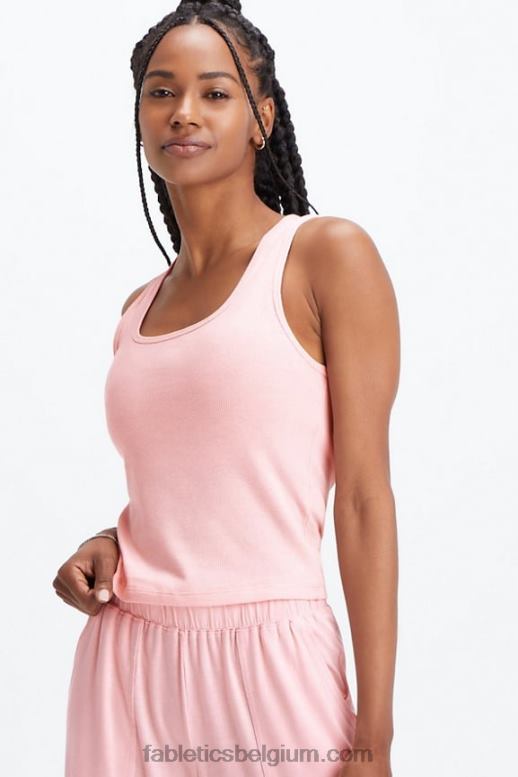 roze stofheide vrouwen restoregebreide geribbelde tanktop Fabletics LH20J2268