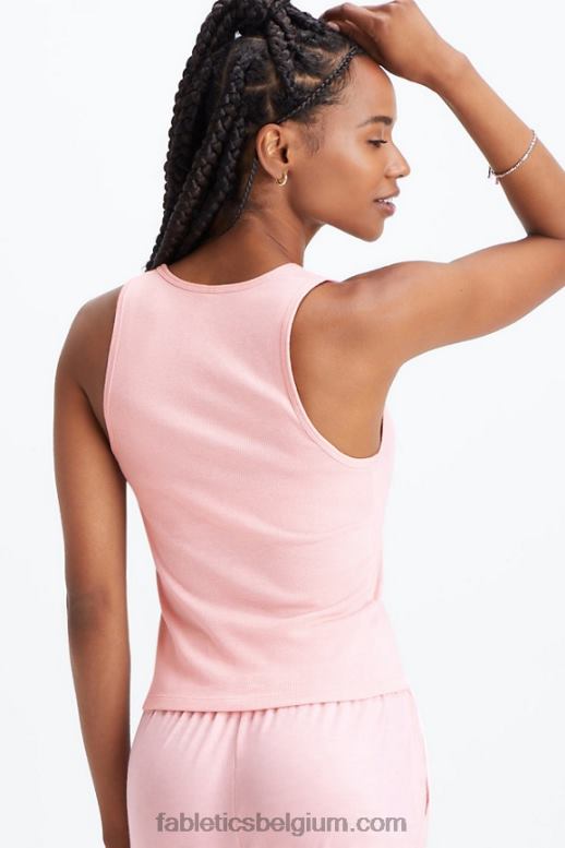 roze stofheide vrouwen restoregebreide geribbelde tanktop Fabletics LH20J2268