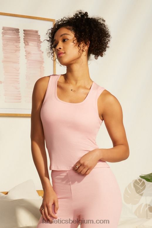 roze stofheide vrouwen restoregebreide geribbelde tanktop Fabletics LH20J2268