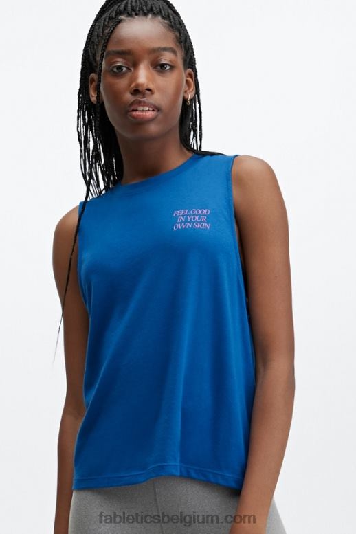 voel je goed/elektrisch blauw vrouwen bijgesneden spier tank Fabletics LH20J2332