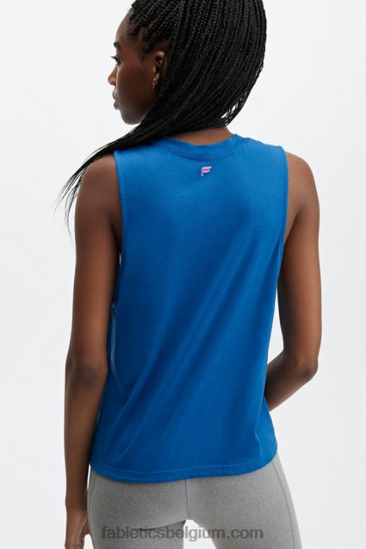 voel je goed/elektrisch blauw vrouwen bijgesneden spier tank Fabletics LH20J2332