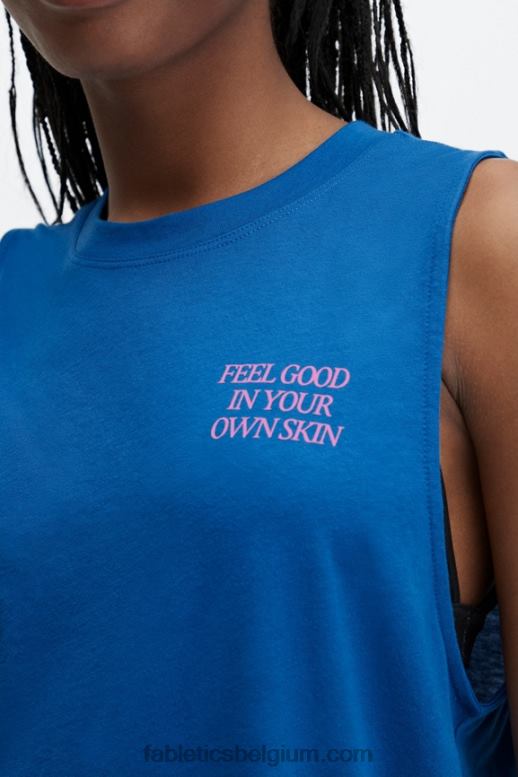 voel je goed/elektrisch blauw vrouwen bijgesneden spier tank Fabletics LH20J2332