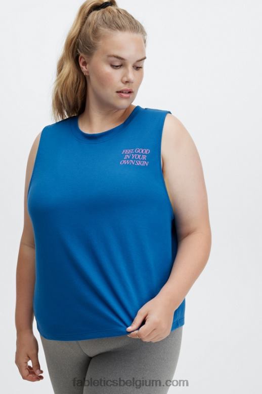 voel je goed/elektrisch blauw vrouwen bijgesneden spier tank Fabletics LH20J2333