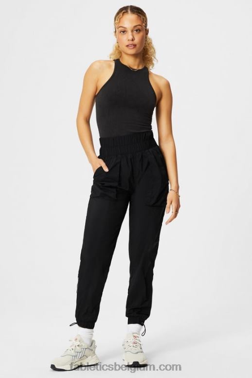 wijnoogst zwart vrouwen naadloze tanktop met hoge hals Fabletics LH20J2153