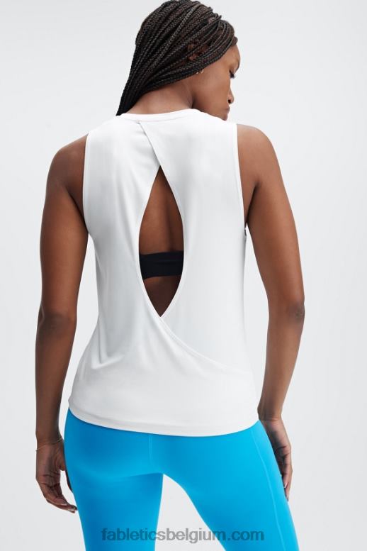 wit vrouwen dry-flex tank met open achterkant Fabletics LH20J2125