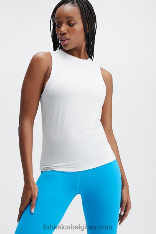 wit vrouwen dry-flex tank met open achterkant Fabletics LH20J2125
