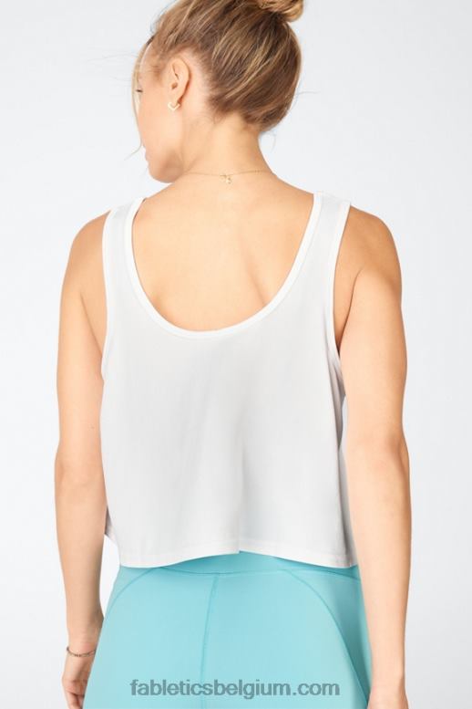wit vrouwen gestroomlijnde cropped swing tanktop Fabletics LH20J2314