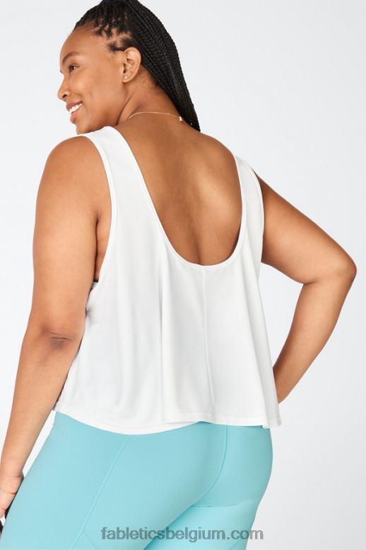 wit vrouwen gestroomlijnde cropped swing tanktop Fabletics LH20J2315