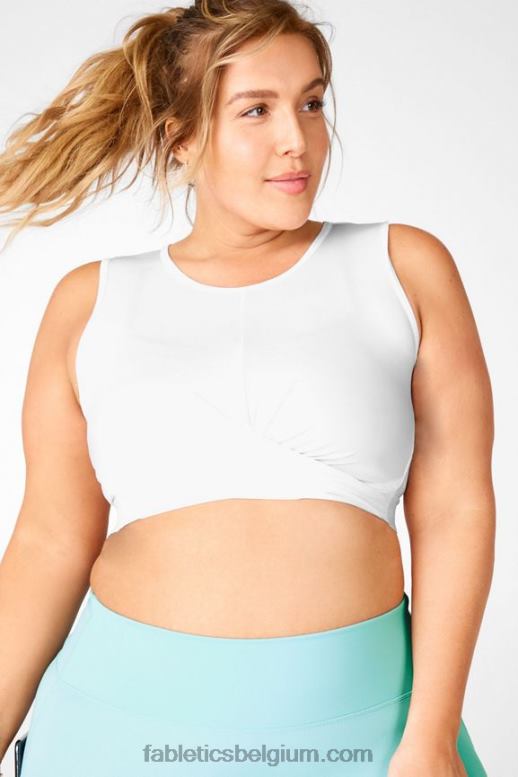 wit vrouwen pia powertouch light front twist tank Fabletics LH20J2391
