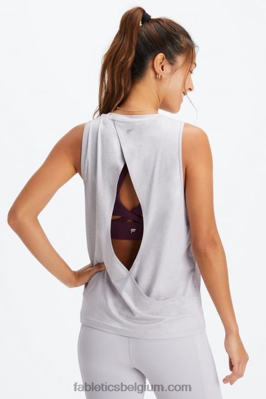 zachte grijze heide vrouwen dry-flex tank met open achterkant Fabletics LH20J2127