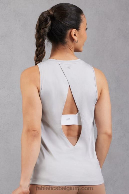 zachte grijze heide vrouwen dry-flex tank met open achterkant Fabletics LH20J2127