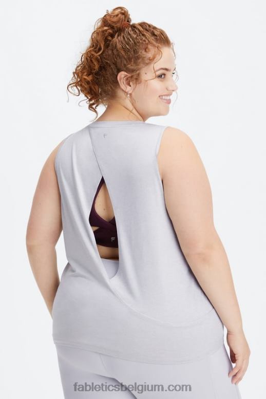 zachte grijze heide vrouwen dry-flex tank met open achterkant Fabletics LH20J2128