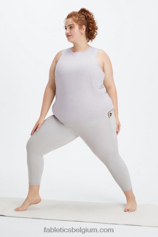 zachte grijze heide vrouwen dry-flex tank met open achterkant Fabletics LH20J2128