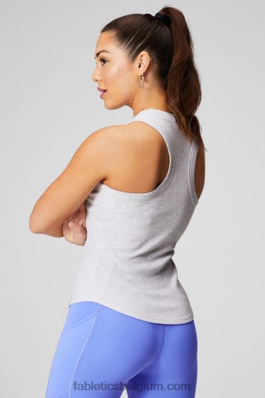 zachte grijze heide vrouwen tanktop met hoge hals Fabletics LH20J2142
