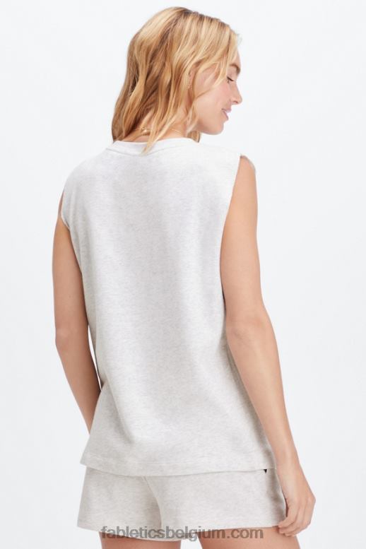 zachtgrijze heide/atletiekclub vrouwen extra grote badstof tank Fabletics LH20J2259