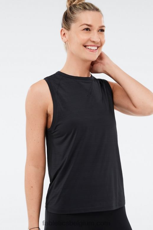 zwart folie-logo vrouwen milieubewuste spiertank Fabletics LH20J2305