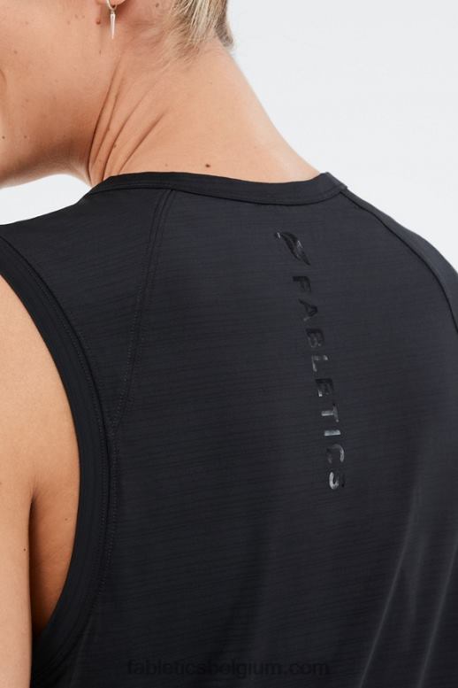 zwart folie-logo vrouwen milieubewuste spiertank Fabletics LH20J2305