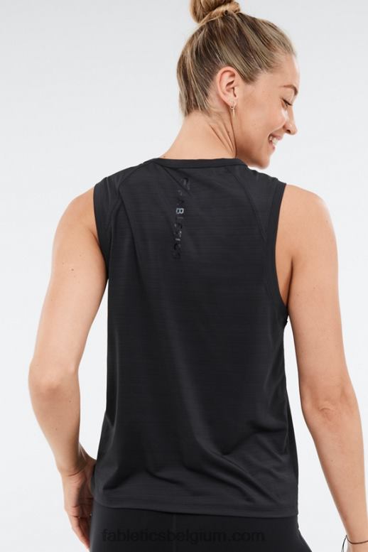 zwart folie-logo vrouwen milieubewuste spiertank Fabletics LH20J2305