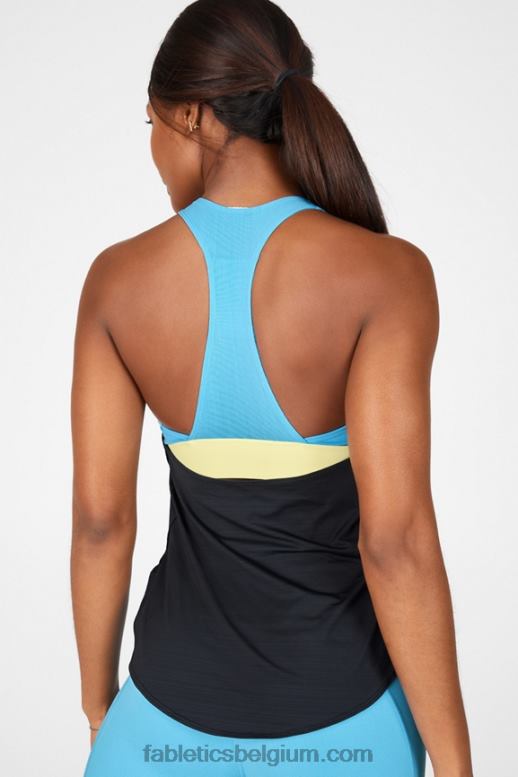 zwart/licht cerulean/citroencrème vrouwen milieubewuste ingebouwde bh-tank Fabletics LH20J2401