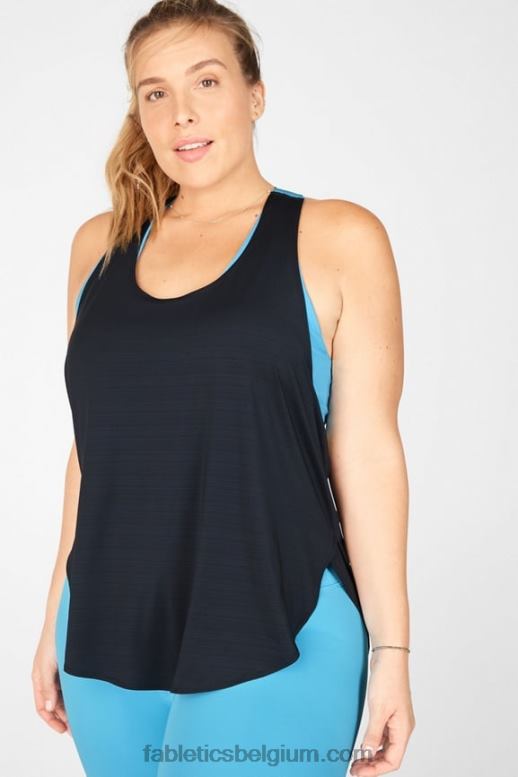 zwart/licht cerulean/citroencrème vrouwen milieubewuste ingebouwde bh-tank Fabletics LH20J2402