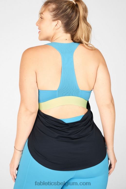 zwart/licht cerulean/citroencrème vrouwen milieubewuste ingebouwde bh-tank Fabletics LH20J2402