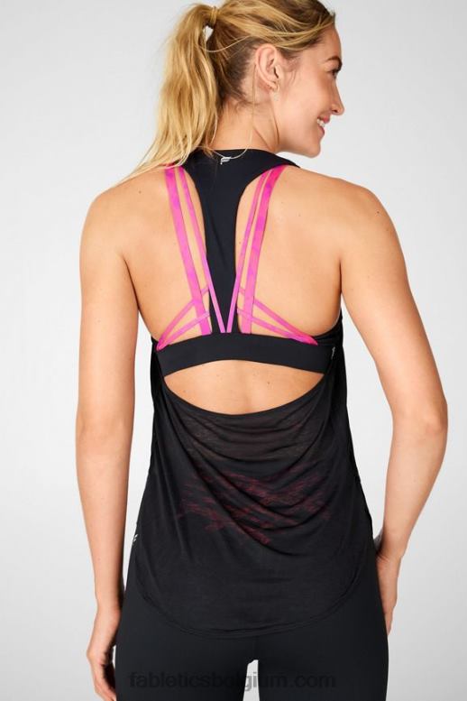 zwart/roze tie-dye vrouwen boost ingebouwde beha-tank Fabletics LH20J2385