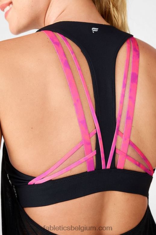 zwart/roze tie-dye vrouwen boost ingebouwde beha-tank Fabletics LH20J2385
